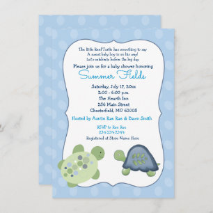 Turtle Reef Blue Dot Boy Baby shower Invitation