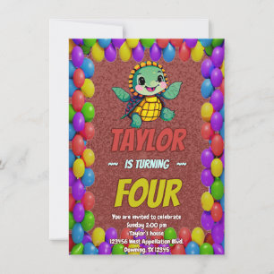 Turtle Unique Personnalisé Anniversaire Invitation