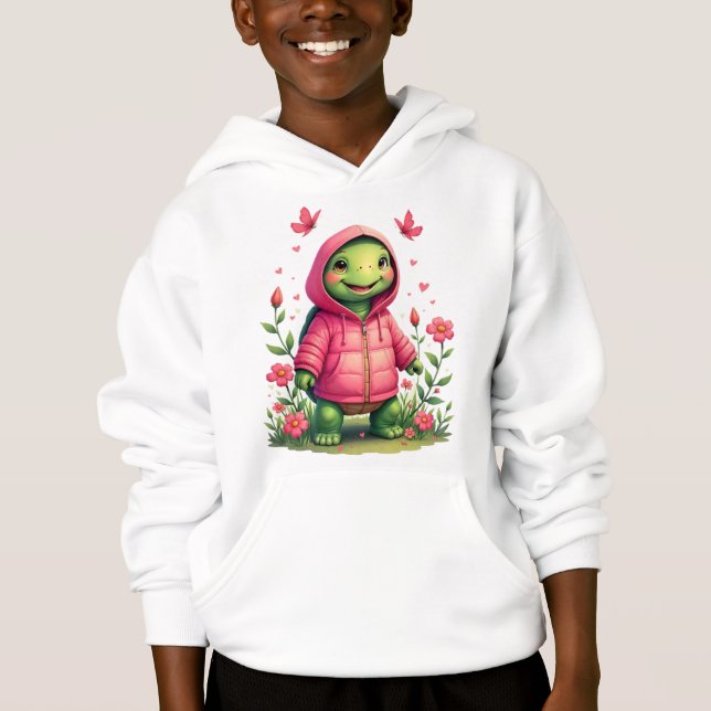 Turtle With Pink Type Of Hoodie (Devant)