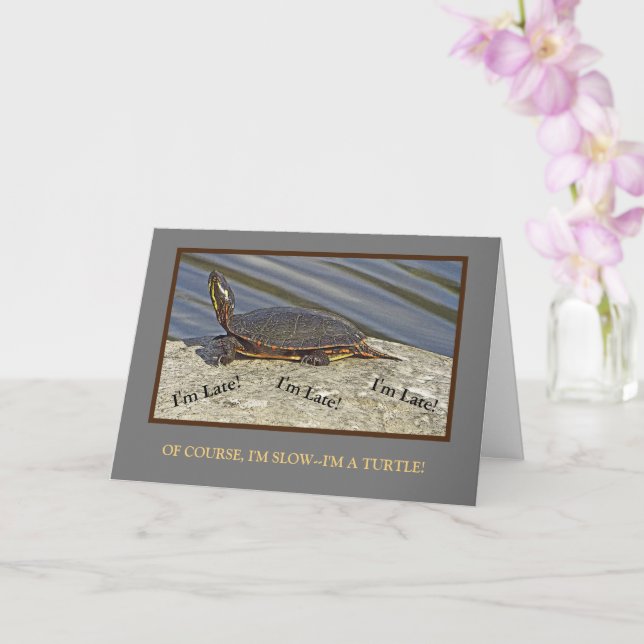 TURTUE SUR ROCK/BALLAGE CARTE D'ANNIVERSAIRE/PERSO (Orchidée)