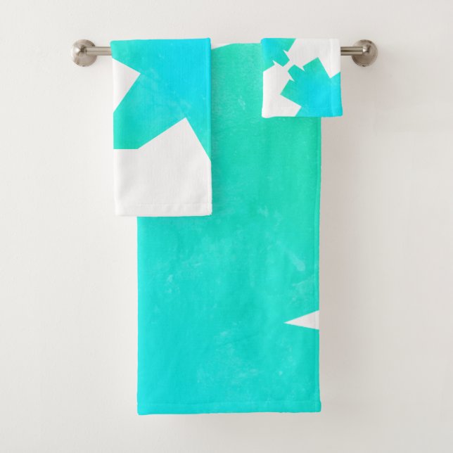 Turuqoise Vert Bleu Abstrait Art Serviettes de bai (En situation)