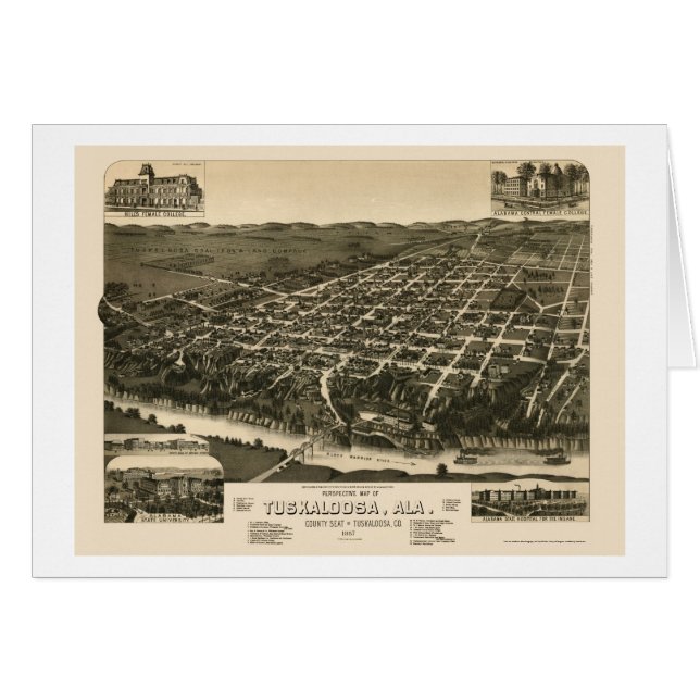 Tuscaloosa, carte panoramique d'AL - 1887 (Devant horizontal)