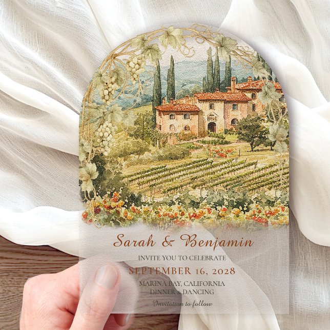 Tuscan Vineyard Arch Acrylic Wedding Invitation (Créateur téléchargé)