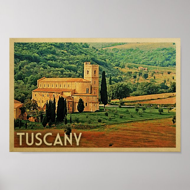 Tuscany Italy Poster Vintage Travel Italian (Devant)