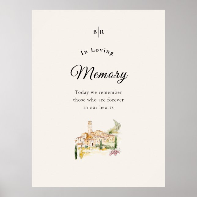 Tuscany Wedding In Loving Memory Sign Poster (Devant)