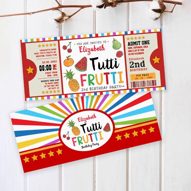 Tutti Frutti deuxième anniversaire invitation (Créateur téléchargé)
