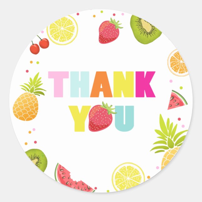 Tutti frutti Enveloppe label étiquettes Merci auto (Devant)