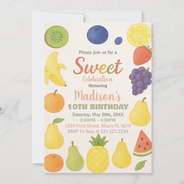 Tutti Frutti Invitation d'anniversaire (Devant)