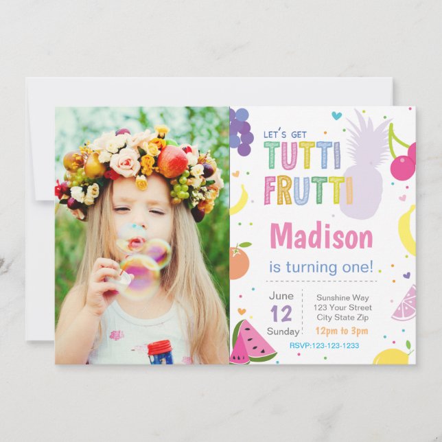 Tutti Frutti Invitation de fête d'anniversaire (Devant)