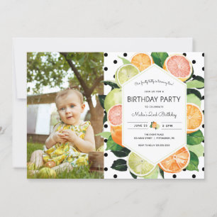 Tutty Fruity Citrus Photo Anniversaire Invitation