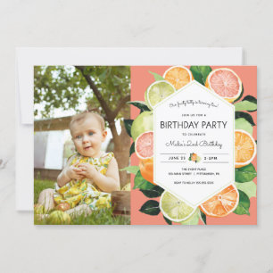 Tutty Fruity Citrus Photo Anniversaire Invitation