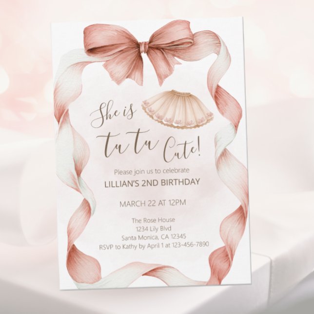 Tutu Cute Ballet Second Birthday Invitation (Créateur téléchargé)