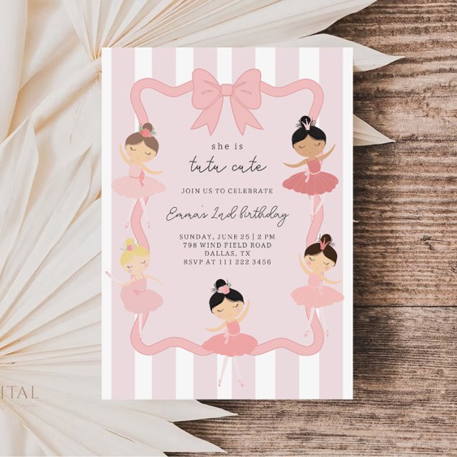 Tutu de ballerine rose Invitation d'anniversaire m (Créateur téléchargé)