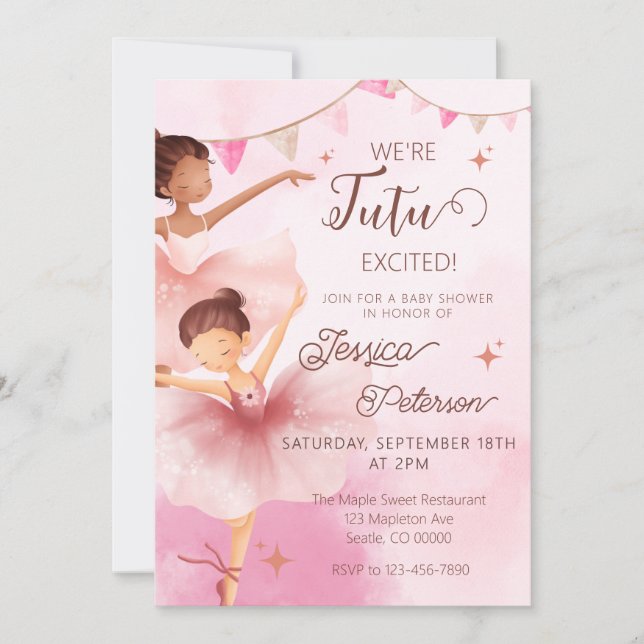 Tutu excite Invitation Baby Shower de Ballet de Da (Devant)