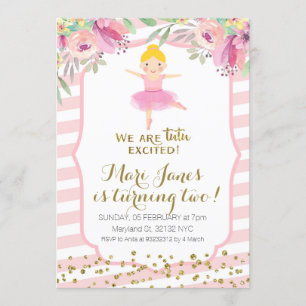 tutu rose fille invitation