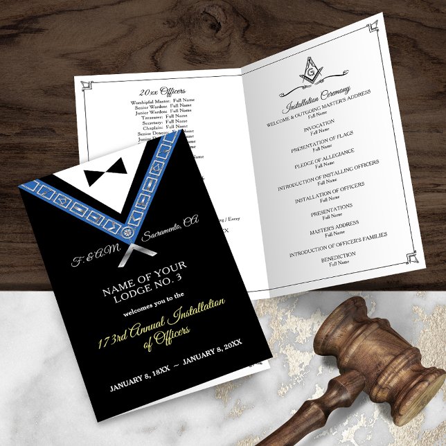 Tux Masonic Programme Modèle Freemason (An elegant, custom masonic program template for your Annual Installation of Officers.)