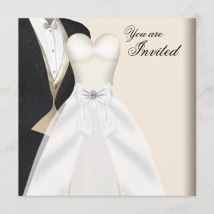Tuxedo Ball Gown Black Cravate Party Invitations