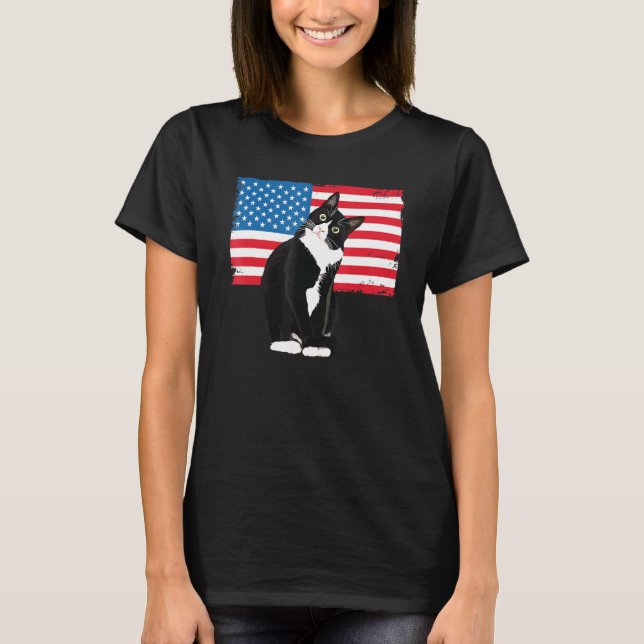 Tuxedo Cat TShirt 4 juillet Patriotic Tee Don A (Devant)