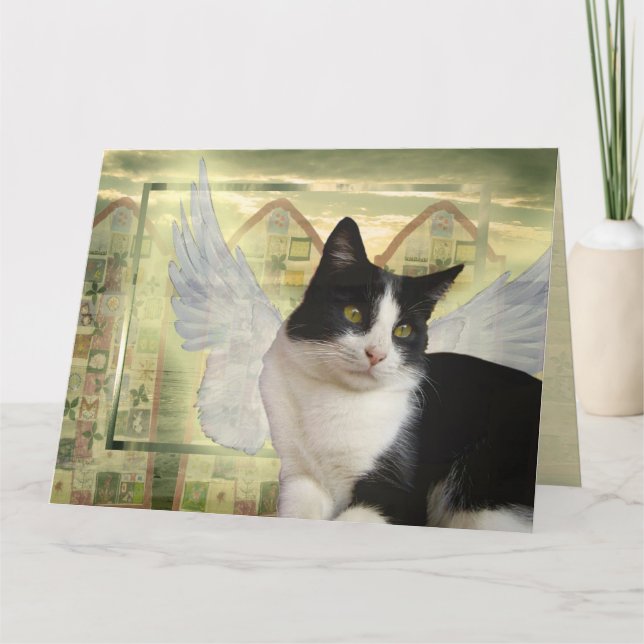 Tuxedo Chat Angel Pet Sympathie Carte Grande Taill (Devant)