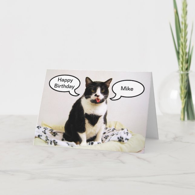 Tuxedo Chat Anniversaire Mike Carte Humour (Devant)