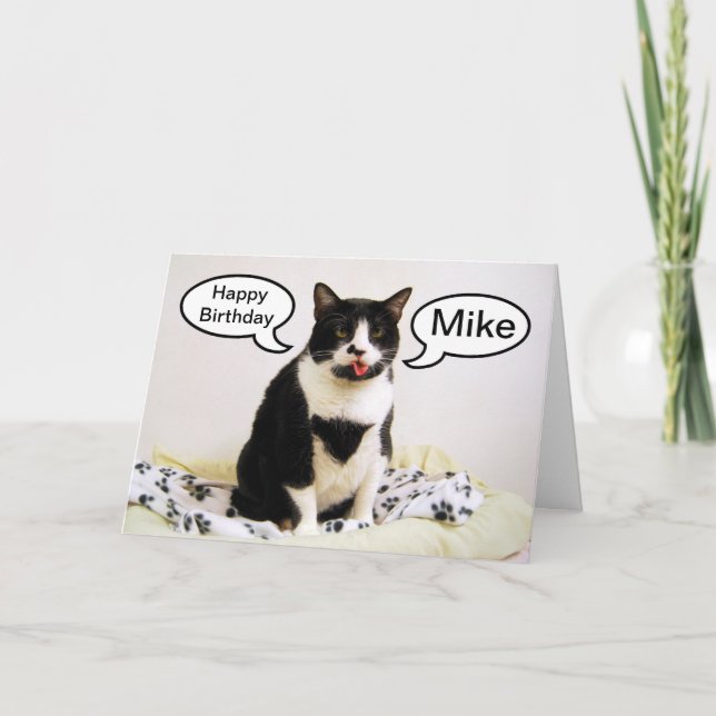 Tuxedo Chat Anniversaire Mike Carte Humour (Devant)