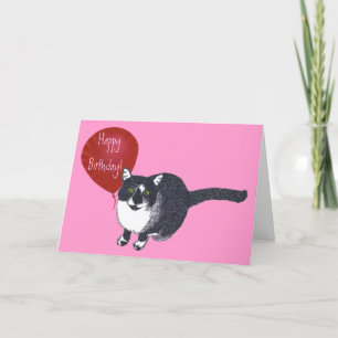 Tuxedo Chat avec Balloon Joyeuses cartes d'anniver