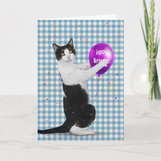 Tuxedo Chat avec carte de ballon d'anniversaire (Devant)