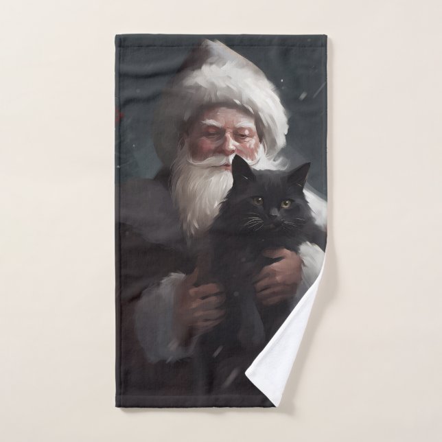 Tuxedo Chat avec Noël Festif du Père Noël (Serviette à main)