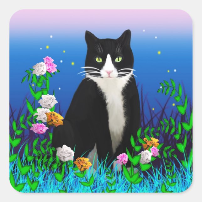 Tuxedo Chat avec Stickers Fleurs (Devant)