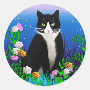 Tuxedo Chat avec Stickers Fleurs