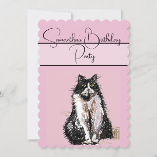 Tuxedo Chat Chats Rose Anniversaire Invitation