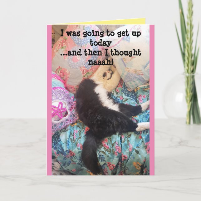Tuxedo Chat Cute Funny Chats couchés Carte d'anniv (Devant)