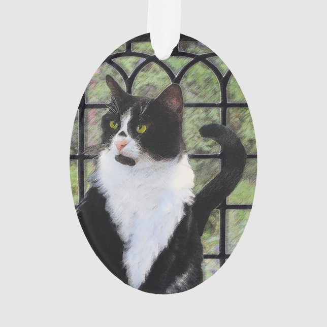 Tuxedo Chat dans la peinture de fenêtre Art animal (dos)