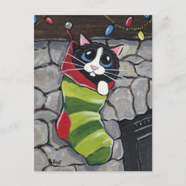 Tuxedo Chat dans une carte postale d'art de stocka (Devant)