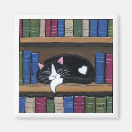 Tuxedo Chat dormir sur la bibliothèque Magnet d'ar