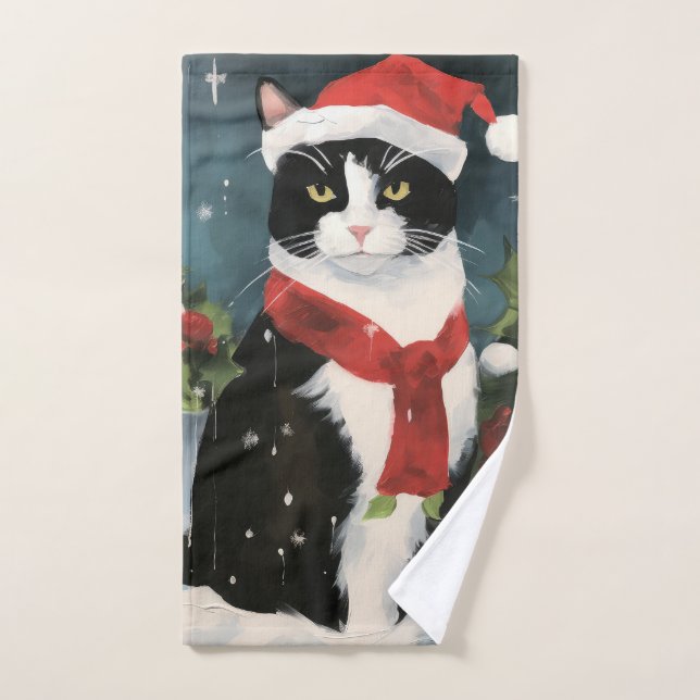 Tuxedo Chat en Noël de neige (Serviette à main)