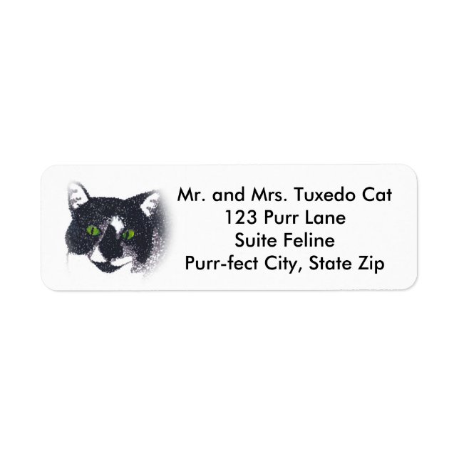 Tuxedo Chat Face Pointillisme Adresse Étiquettes (Devant)