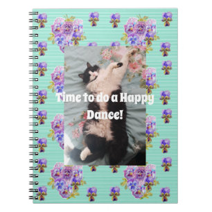 Tuxedo Chat Funny Cute Floral Aqua Carnet heureux