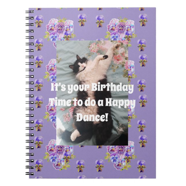 Tuxedo Chat Funny Cute Floral Purple Carnet (Devant)