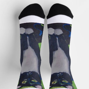 Tuxedo chat noir/blanc chaussette athlétique grand
