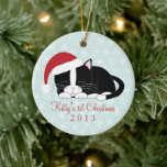 Tuxedo Chat personnalisés ornements de Noël<br><div class="desc">Les ornements de vacances adorables peuvent être personnalisés avec la photo et le nom de votre chat.</div>