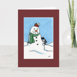 Tuxedo Chat, Robin & Snowman Carte de Noël