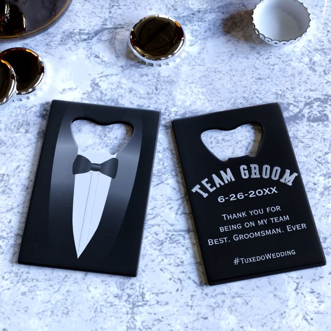 Tuxedo Team Groom Bachelor Party Bottle Opentle (Créateur téléchargé)