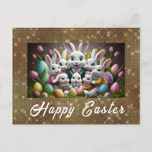 *~* TV1 Joyeuses Pâques Lapin Fleurs Œufs Carte po