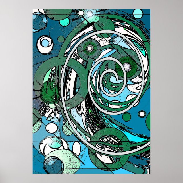 Tween Circles - Blue / Green Abstract Poster (Devant)