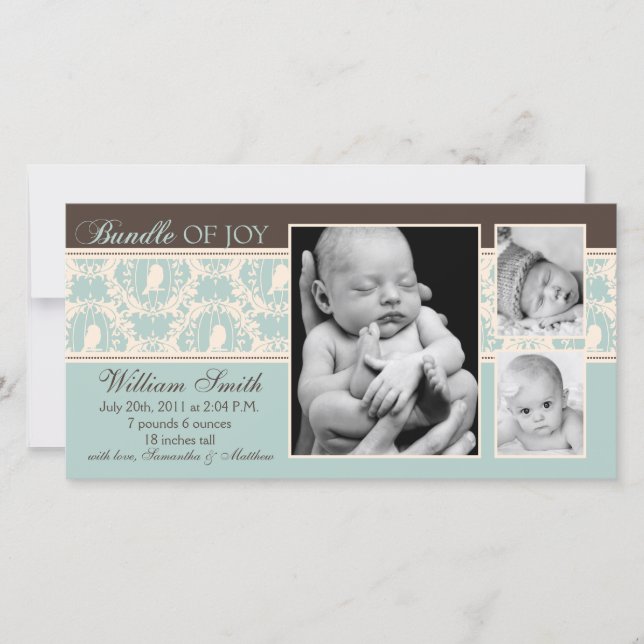 Tweet Tweet Carte Faire-part garçon (Devant)