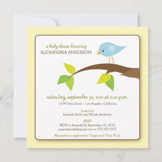 Tweet Tweet Custom Baby shower Invitation (creme) (Devant)