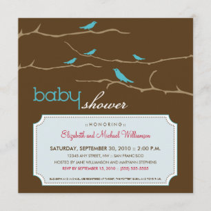 Tweetez ! Tweetez ! Invitation Baby shower (aqua)