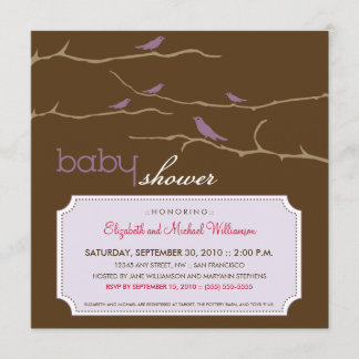 Tweetez !Tweetez ! Invitation Baby shower (lavande