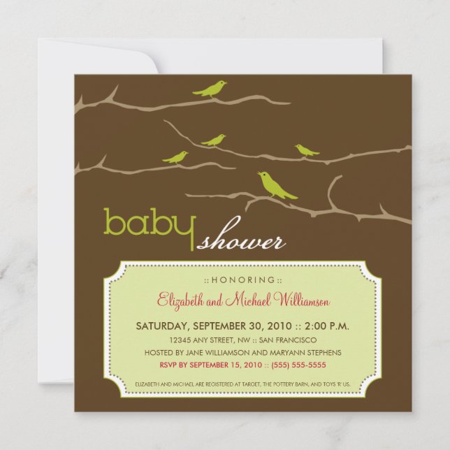  Tweetez ! Tweetez ! Invitation de Baby shower (ch (Devant)